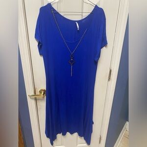 Love Nation Shirt Dress Scoop Neck with attached Necklace Short Sleeve 3X(18)